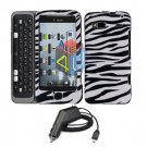 For HTC Desire Z Car Charger + Cover Hard Case Zebra