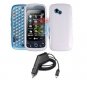 For LG Rumour Plus gw-370 Car Charger +Cover Hard Case White