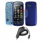 For LG Rumour Plus gw-370 Car Charger +Cover Hard Case Blue