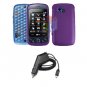 For LG Rumour Plus gw-370 Car Charger +Cover Hard Case Purple
