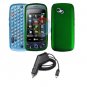 For LG Rumour Plus gw-370 Car Charger +Cover Hard Case Green