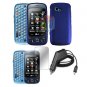 For LG Rumour Plus Car Charger + Hard Case Blue +Screen
