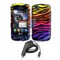 For LG Sentio GS505 Car Charger +Cover Hard Case C-Zebra