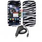 For LG Sentio GS505 Car Charger +Cover Hard Case Zebra