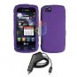 For LG Sentio GS505 Car Charger +Cover Hard Case Purple