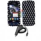 For LG Cookie Plus GS500 Car Charger +Cover Hard Case Polka Dot