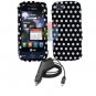 For LG Cookie Plus GS500 Car Charger +Cover Hard Case Polka Dot