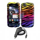 For LG Cookie Plus GS500 Car Charger +Cover Hard Case C-Zebra
