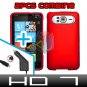 FOR HTC HD7 HD 7 Car Charger + Cover Hard Case Red 2-in-1