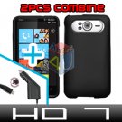 FOR HTC HD7 HD 7 Car Charger + Cover Hard Case Rubberized Black 2-in-1