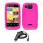 FOR Motorola Citrus wx445 Car Charger +Silicon soft case hot pink