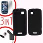 For Motorola Droid Pro A957 Screen +Car Charger +Silcon Skin Black Case 3-in-1