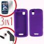 For Motorola Droid Pro A957 Screen +Car Charger +Silcon Skin Purple Case 3-in-1