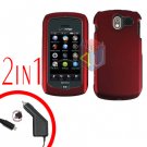 For Pantech Crux / CDM8999 Car Charger +Hard Case Rubberized Red 2-in-1