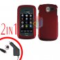 For Pantech Crux / CDM8999 Car Charger +Hard Case Rubberized Red 2-in-1