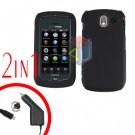 For Pantech Crux / CDM8999 Car Charger +Hard Case Rubberized Black 2-in-1