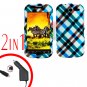 For HTC T-Mobile Mytouch 4g Car Charger +Cover Hard Case Plaid