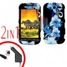 For HTC T-Mobile Mytouch 4g Car Charger +Cover Hard Case Flower