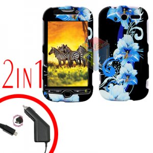 For HTC T-Mobile Mytouch 4g Car Charger +Cover Hard Case Flower