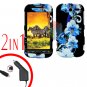 For HTC T-Mobile Mytouch 4g Car Charger +Cover Hard Case Flower