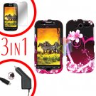 For HTC T-Mobile Mytouch 4g Car Charger +Hard Case Love +Screen 3-in1