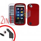 For Pantech Laser P9050 Car Charger +Hard Case Rubberized Red 2-in-1