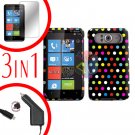 FOR HTC HD7 HD 7 Car Charger + Hard Case R-Dot + Screen 3-in-1