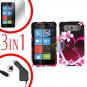 FOR HTC HD7 HD 7 Car Charger + Hard Case Love + Screen 3-in-1