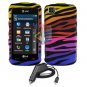 FOR LG Shine Touch KM555 Car Charger + Cover Hard Case C-Zebra 2-in-1