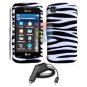 FOR LG Shine Touch KM555 Car Charger + Cover Hard Case Zebra 2-in-1