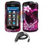 FOR LG Shine Touch KM555 Car Charger + Cover Hard Case Love 2-in-1