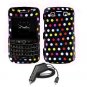 For Blackberry Bold 9780 Car Charger + Cover Hard Case R-Dot 2-in-1