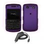 For Blackberry Bold 9780 Car Charger + Cover Hard Case Purple 2-in-1
