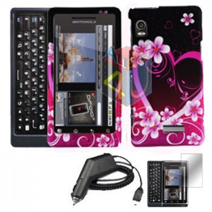 For Motorola Milestone 2 a953 Screen + Car Charger + Hard Case Love 3-in-1