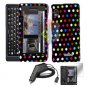For Motorola Droid 2 a955 Screen + Car Charger + Hard Case R-Dot 3-in-1