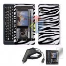 For Motorola Droid 2 a955 Screen + Car Charger + Hard Case Zebra 3-in-1