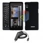 For Motorola Droid 2 a955 Car Charger + Cover Hard Case Black 2-in-1