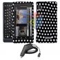 For Motorola Droid 2 a955 Car Charger + Cover Hard Case Polka Dot 2-in-1