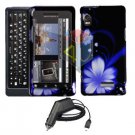 For Motorola Droid 2 a955 Car Charger + Cover Hard Case B-Flower 2-in-1