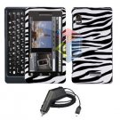 For Motorola Droid 2 a955 Car Charger + Cover Hard Case Zebra 2-in-1