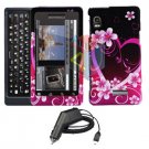 For Motorola Droid 2 a955 Car Charger + Cover Hard Case Love 2-in-1