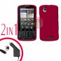 For Motorola Droid Pro A957 Car Charger +Hard Case Rubberized Rose Pink 2-in-1