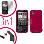 For Motorola Droid Pro A957 Screen +Car Charger +Hard Case Rubberized Rose Pink 3-in-1