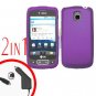 For LG Optimus-T / P509 Car Charger +Cover Hard Case Rubberized Purple 2-in-1
