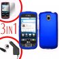 For LG Optimus-T / P509 Screen +Car Charger +Hard Case Blue 3-in-1