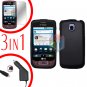 For LG Optimus-T / P509 Screen +Car Charger +Hard Case Black 3-in-1