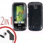 For LG Cosmos Touch VN270 Car Charger +Cover Hard Case Transparent Clear 2-in-1