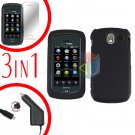 For Pantech Crux / CDM8999 Screen +Car Charger +Hard Case Rubberized Black 3-in-1