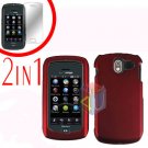 For Pantech Crux / CDM8999 Cover Hard Case Rubberized Red +Screen 2-in-1