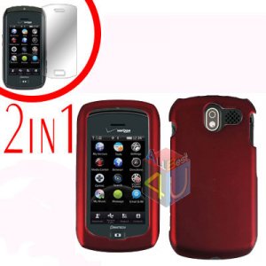 For Pantech Crux / CDM8999 Cover Hard Case Rubberized Red +Screen 2-in-1